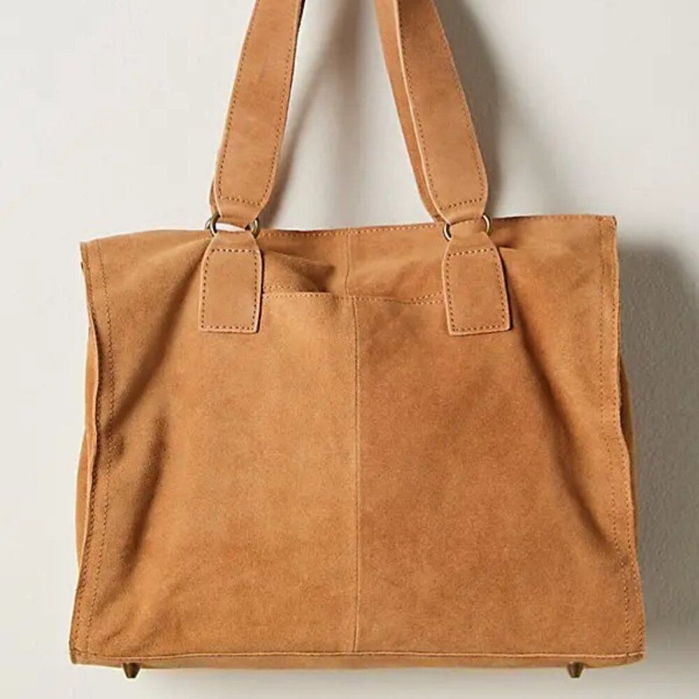 FREE PEOPLE Salma Suede Tote In Saddle NWT